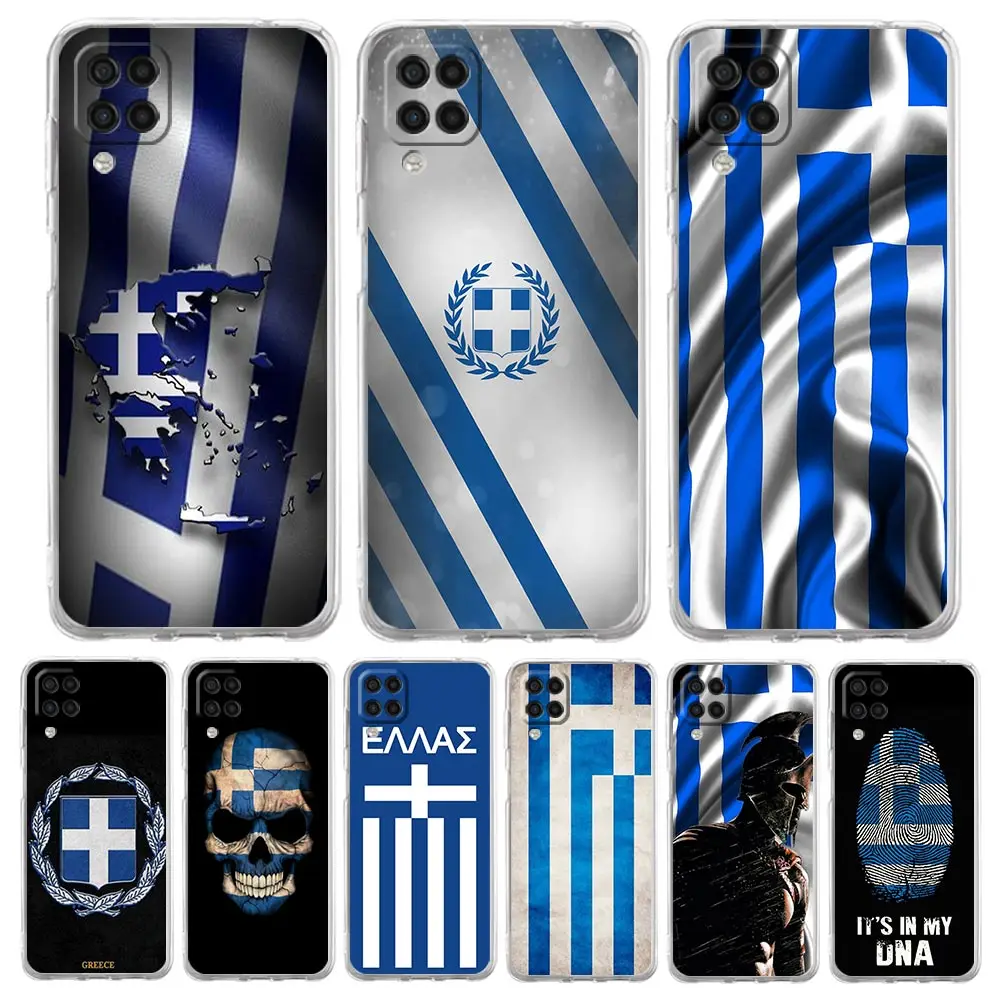 Soft TPU Cover for Samsung Galaxy A13 A15 A17 A23 A25 A32 A33 A35 A52 A53 A55 5G Transparent Phone Case Greece Greek Flag Fundas
