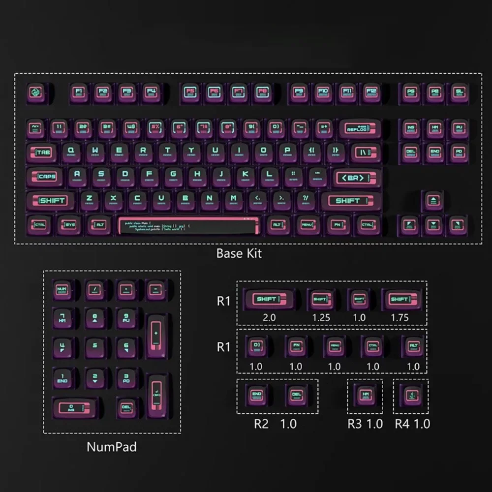 

PIIFOX 【Binary】Cyberpunk Transparent Keycaps PBT ASA Two-patchwork 117 Keys Color Thermal Sublimation Keyboard Parts Accessory