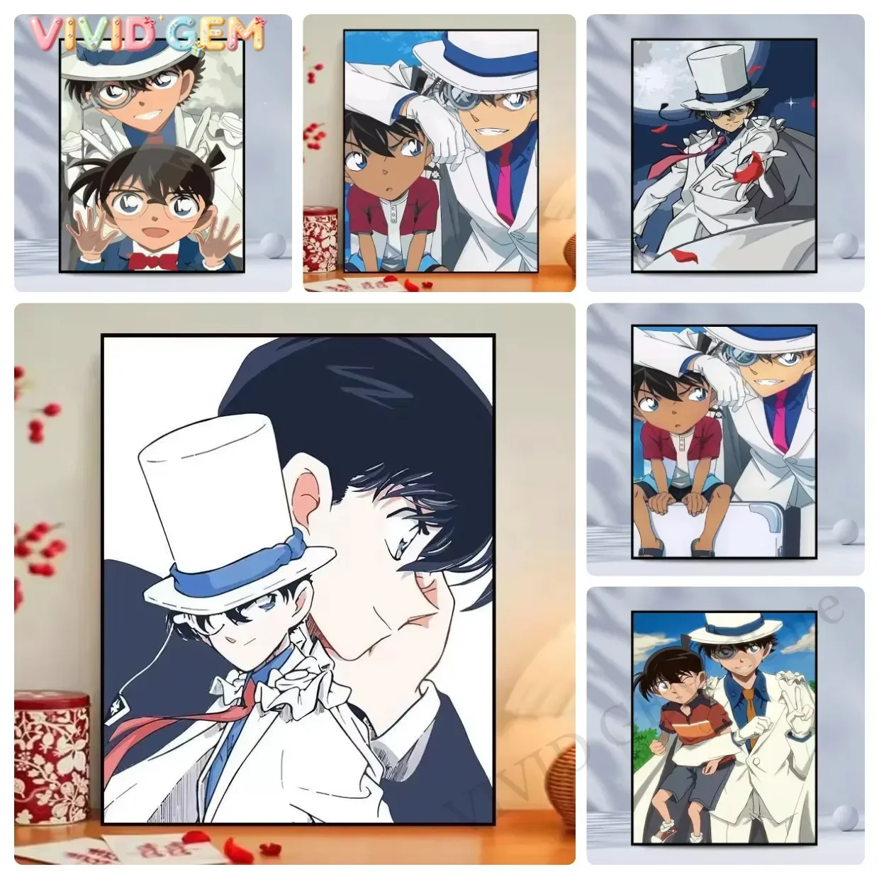 VIVID GEM Detective Conan Diamond Painting Full Round/Square Diamonds Mosaic Handmade Art Home Living Room Decor