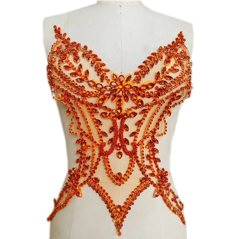 

LX0C COSTUME Appliques Пятнавки швейных пятен с стразами вручную кусочки бисера