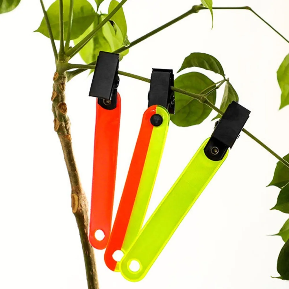 12PCS Durable Fluorescent Reflective Trail Markers PVC Iron Clips Tracking Marks Clip On Trail Markers for Camping