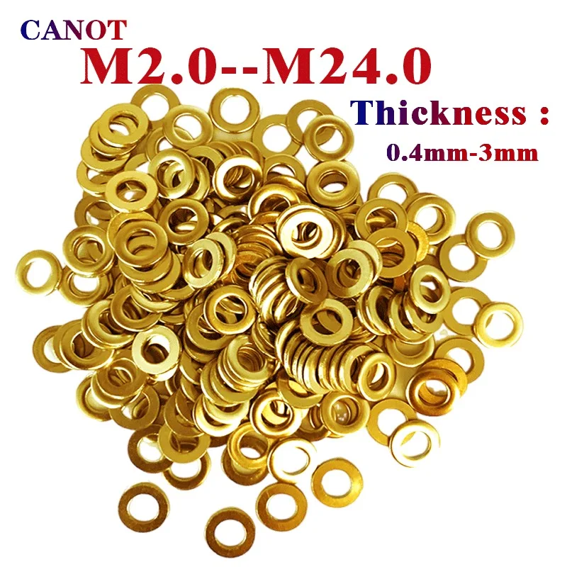 200 Uds M2 M2.5 M3 M4 M5 M6-M24 arandela plana de cobre y latón macizo junta de latón liso espaciador Circular Meson buena conducción de calor