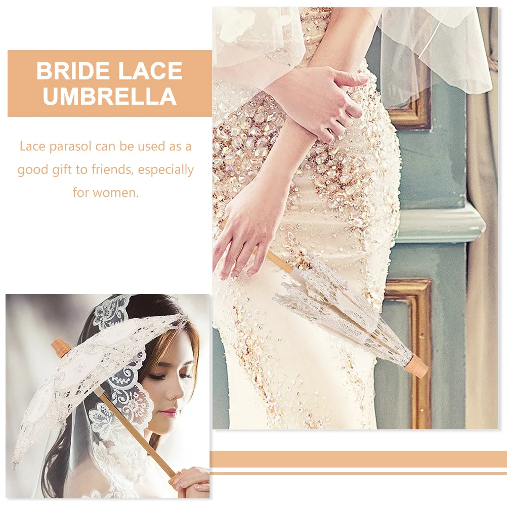 

Lace Embroidered Umbrella Parasol Umbrellas Wedding Decor Decoration White Flower Girl Decorative