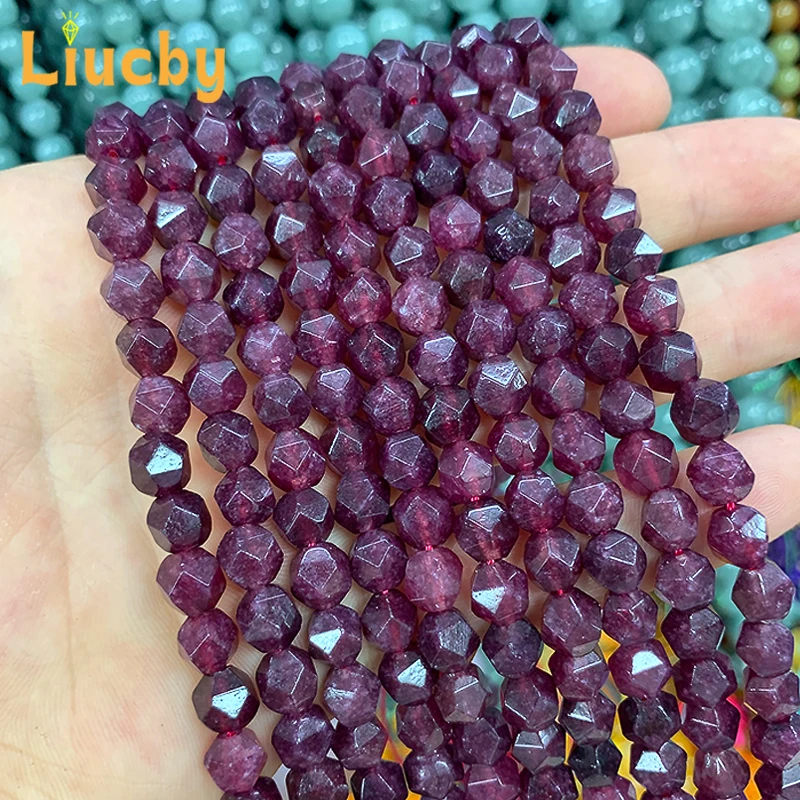 Natürliche facettierte weinrote Chalcedon-Stein-Diamantperlen für Schmuckherstellung, DIY-Zubehör, exquisites Armband, 38,1 cm, Großhandel 8 mm – Detail 4