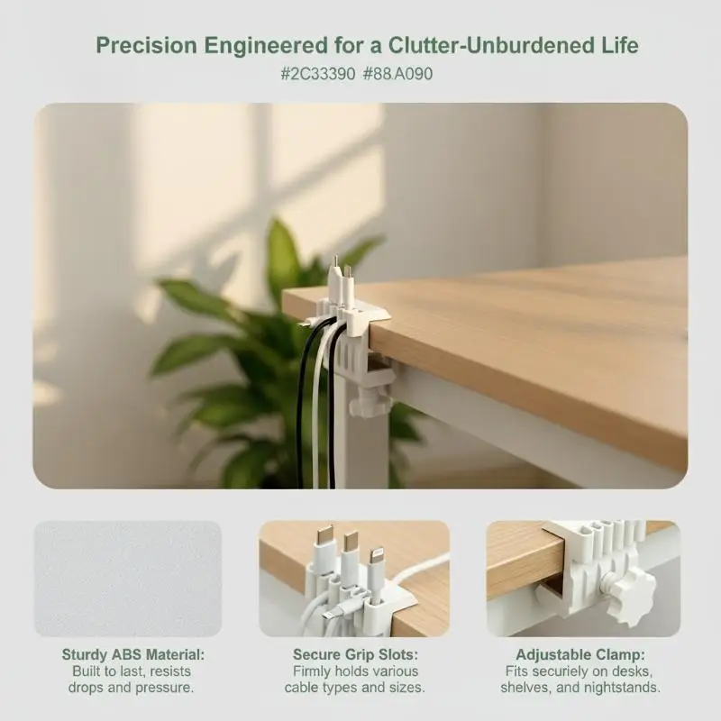 3D Printed PLA Desktop Charging Cable Clip Eco Friendly Traceless Cable Organizer for Home Living Room Table Wire Management