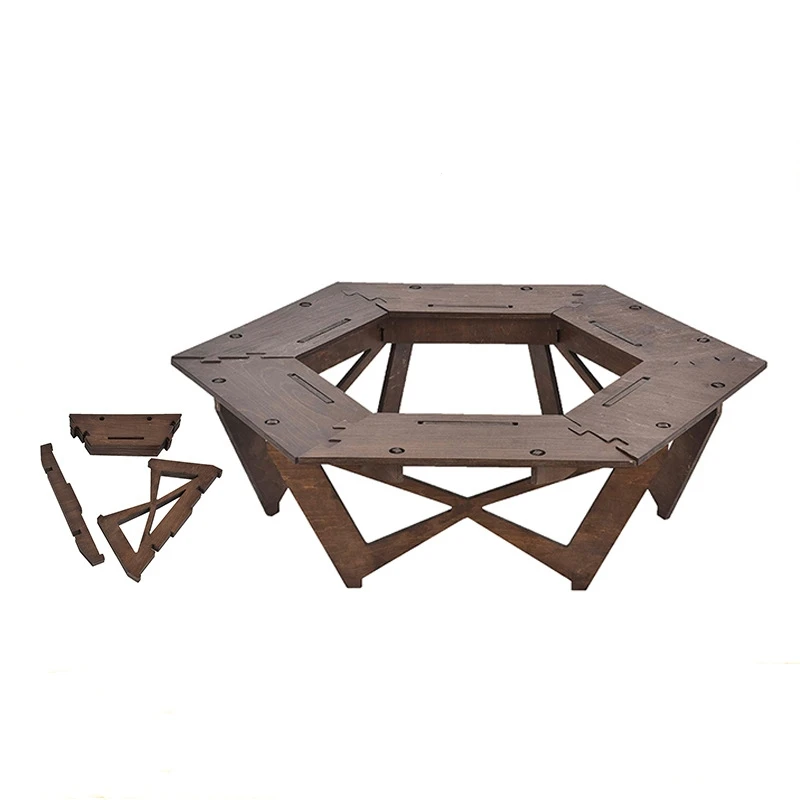 Moon Outdoor Hexagonal Fireplace Table outdoor table and chairs for spacious desktop quick disassembly Easy to carry Selected