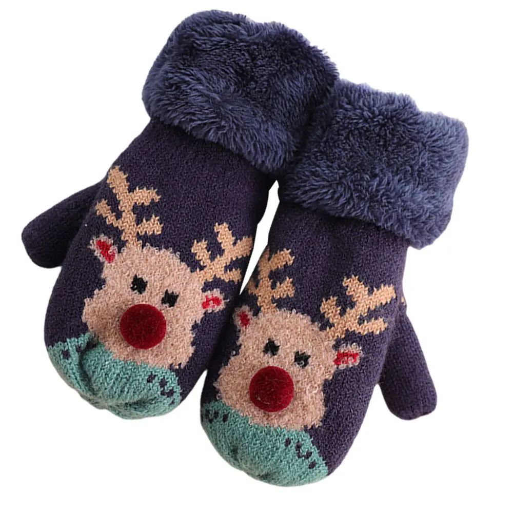 

1Pair Christmas Knitted Gloves Warm Insulated Mittens Stylish Neck Hanging Design Kids Winter Protection Knitted Mittens