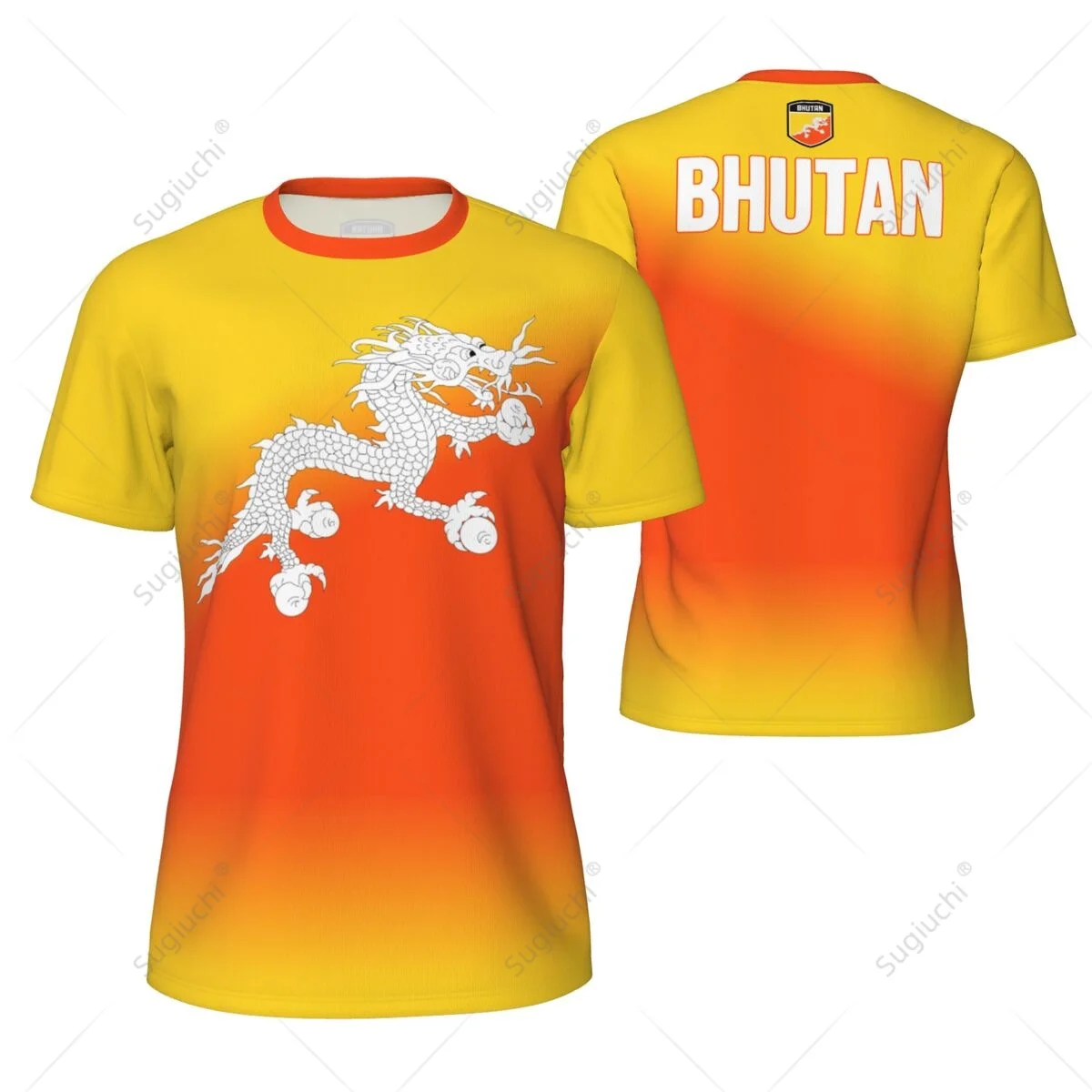 Sports Mesh T-shirt Bhutan Flag For Running Bike Soccer Tennis Football Fitness Tees 3D Printed Custom