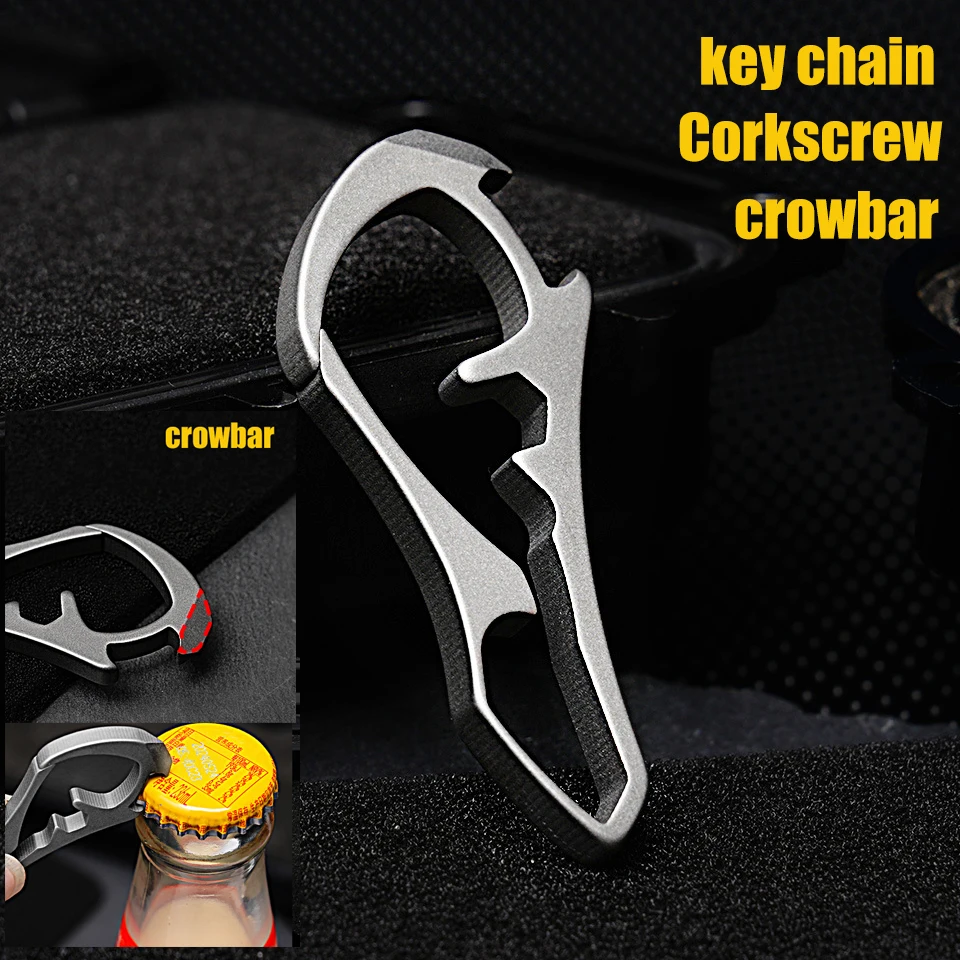 Titanium Alloy Multi-function Keychain With Crowbar Screwdriver Creative Quick Release Car Key Bag  Pendant EDC Gadget Gift For