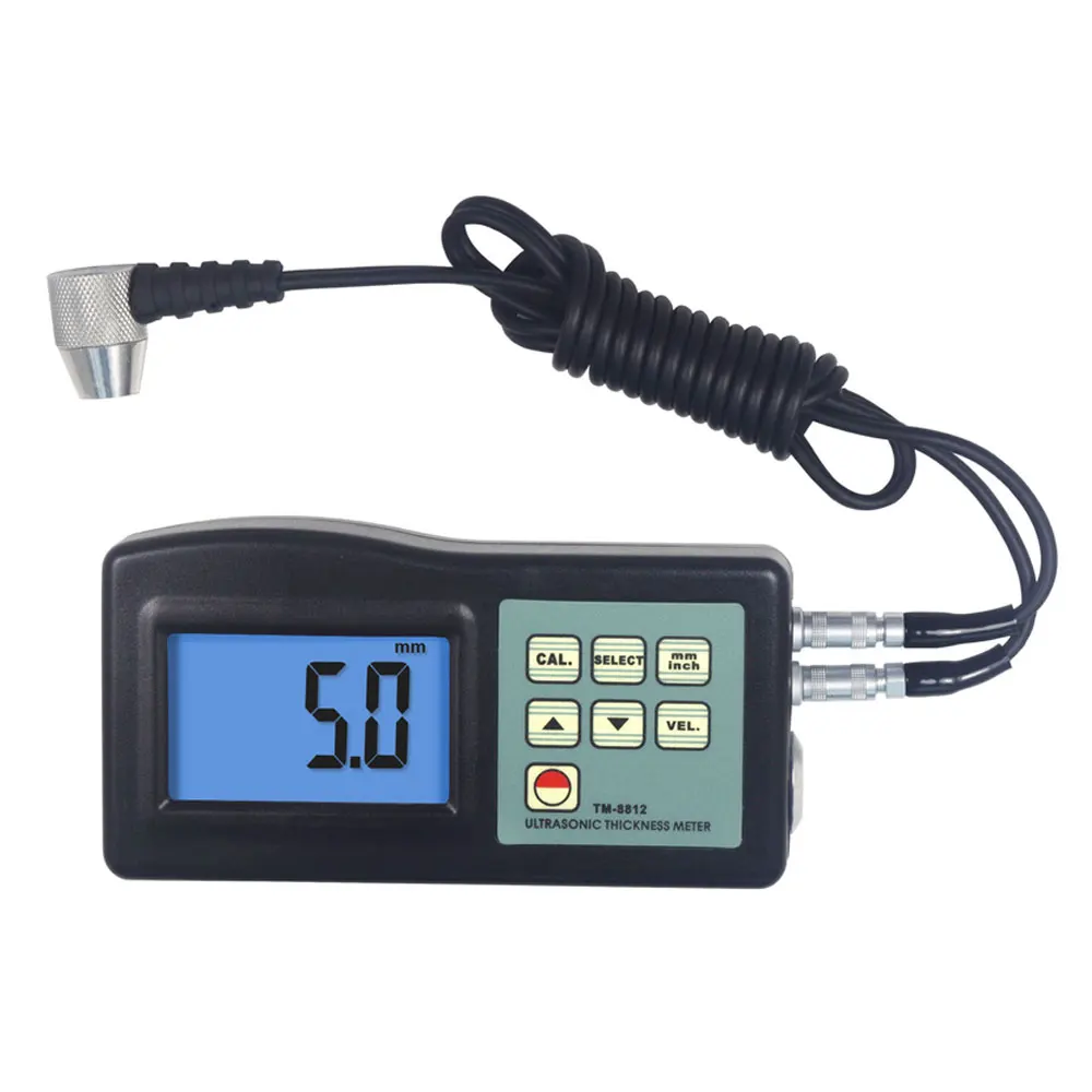 TM-8812 Ultrasonic Thickness Meter 1.2-200mm/0.05-8 inch Sound Velocity 1000-9000 m/s Digital Thickness Gauge 11 kinds materials