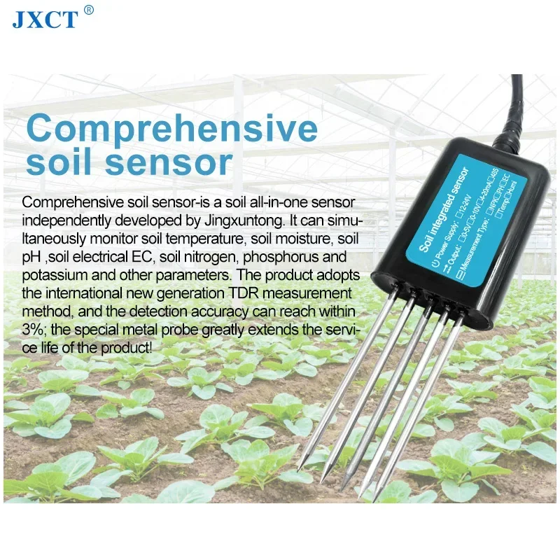 JXCT suelo PH EC NPK temperatura humedad humedad Sensor medidor Digital completo para analizador agrícola probador