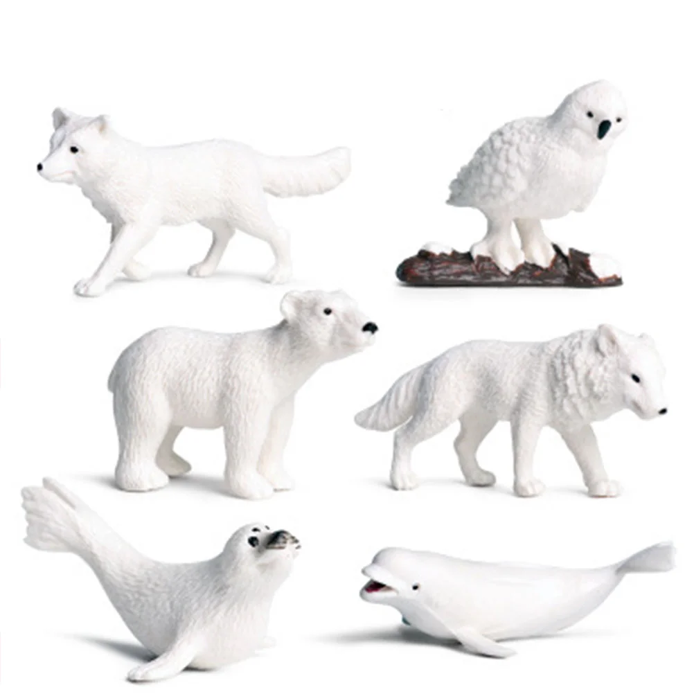 6PCS Arctic Animals Models Simulation Animal Ornament Plastic Animal Decorations Desktop Adornment for Home Shop