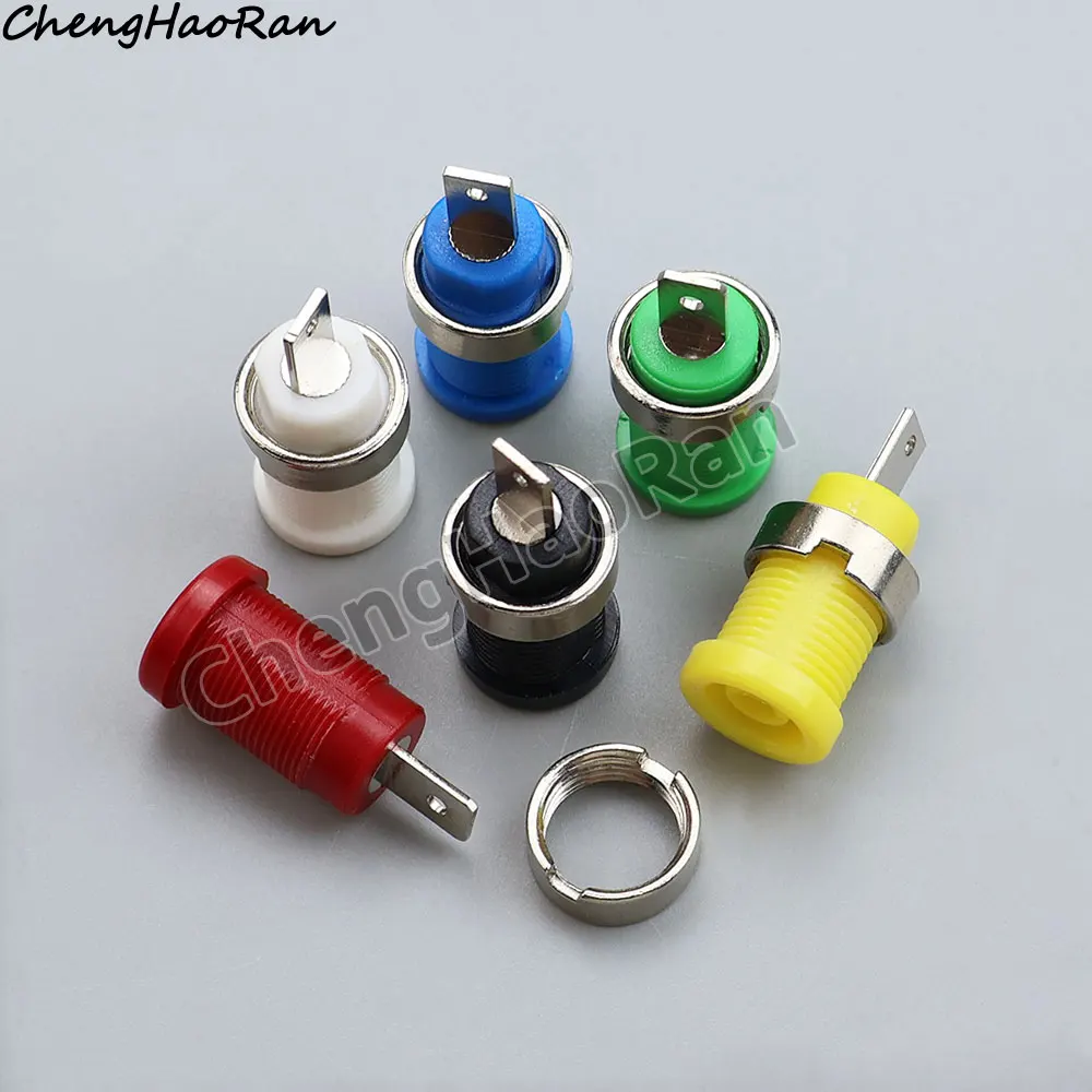 2/5 Pcs 4mm Banana Jack Weibliche Panel Mount Banana Buchse Binding Post Adapter Für 4MM Banana Stecker stecker Reparatur Ersetzen Teile – Detail 6