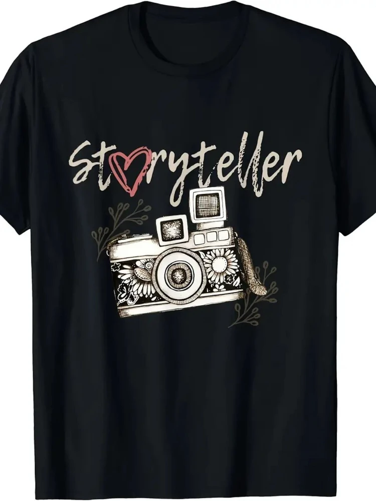

Storyteller Camera pattern design -100% cotton summer casual round neck printed men's T-shirt.