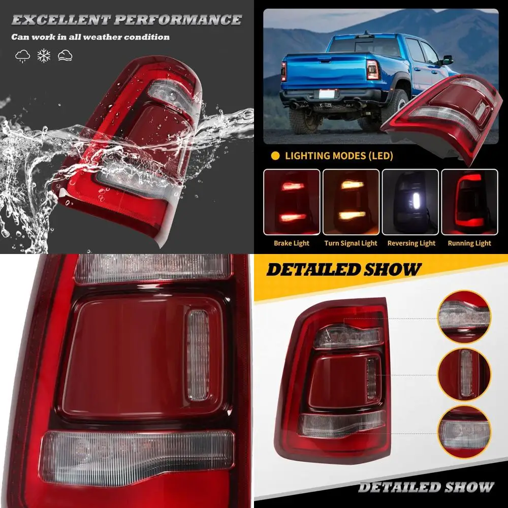 

Driver Side Tail Light Assembly for 2019-2023 RAM 1500, Red Trim, 68262531AB/AC (Left)