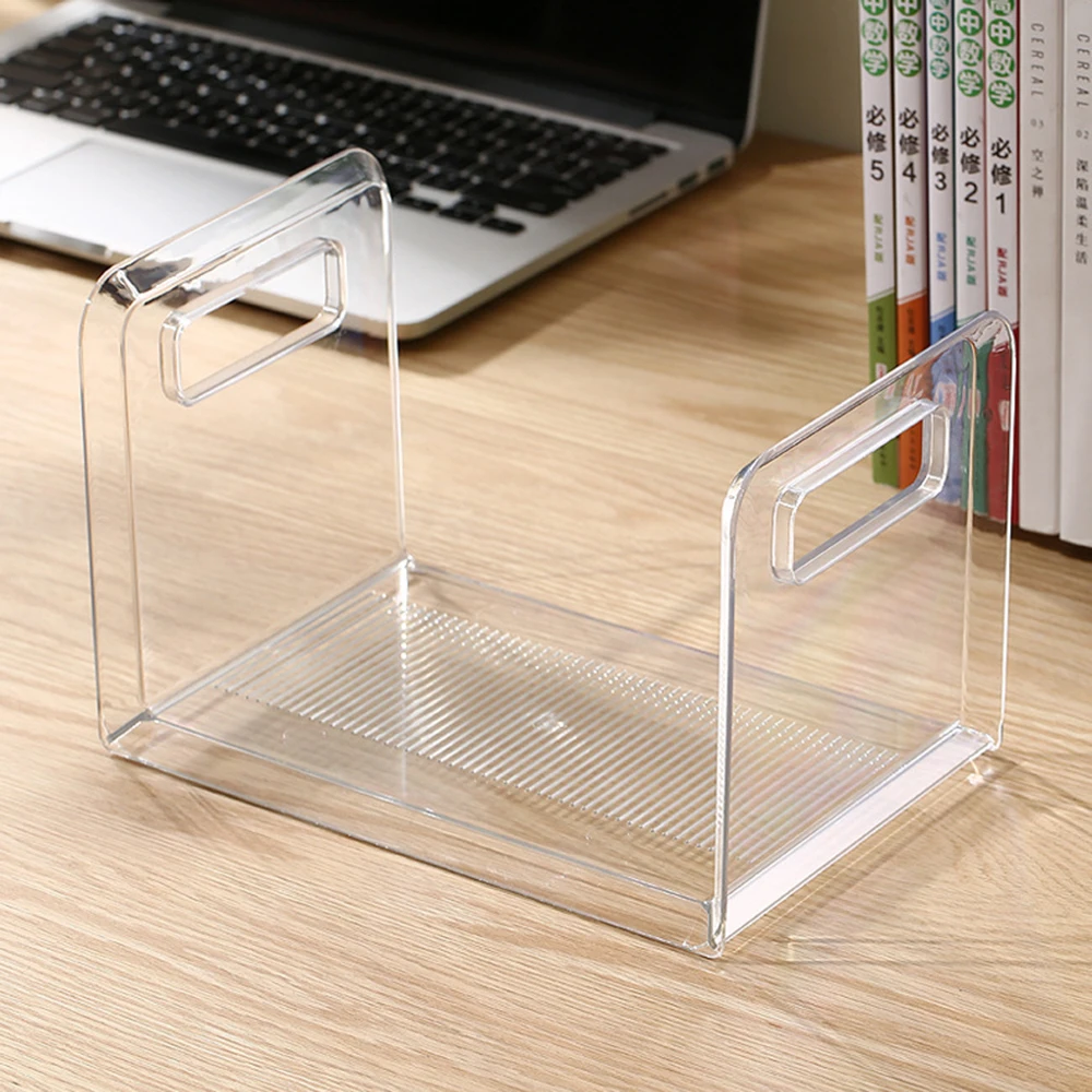 

Transparent Pet Bookend Stand Bookshelf Desktop Decorative Storage Rack Student Desktop Shelf For Small Books / Paperbacks Cds