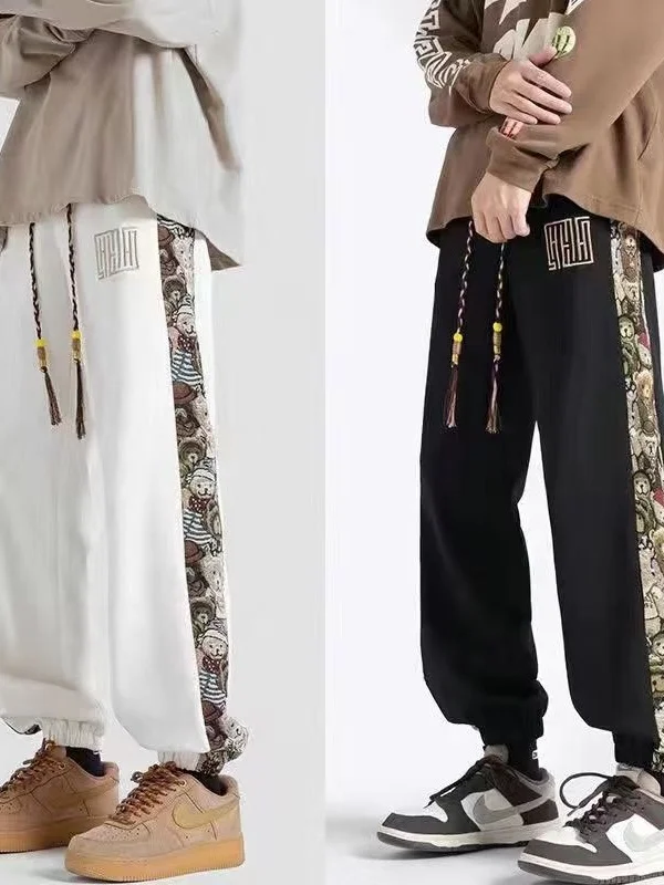 

Loose Fit Teenage Student Spor Sweatpants 2 Piece Autumn Winter Casual Pants Drapey High End Comfortable Low Waist Trousers