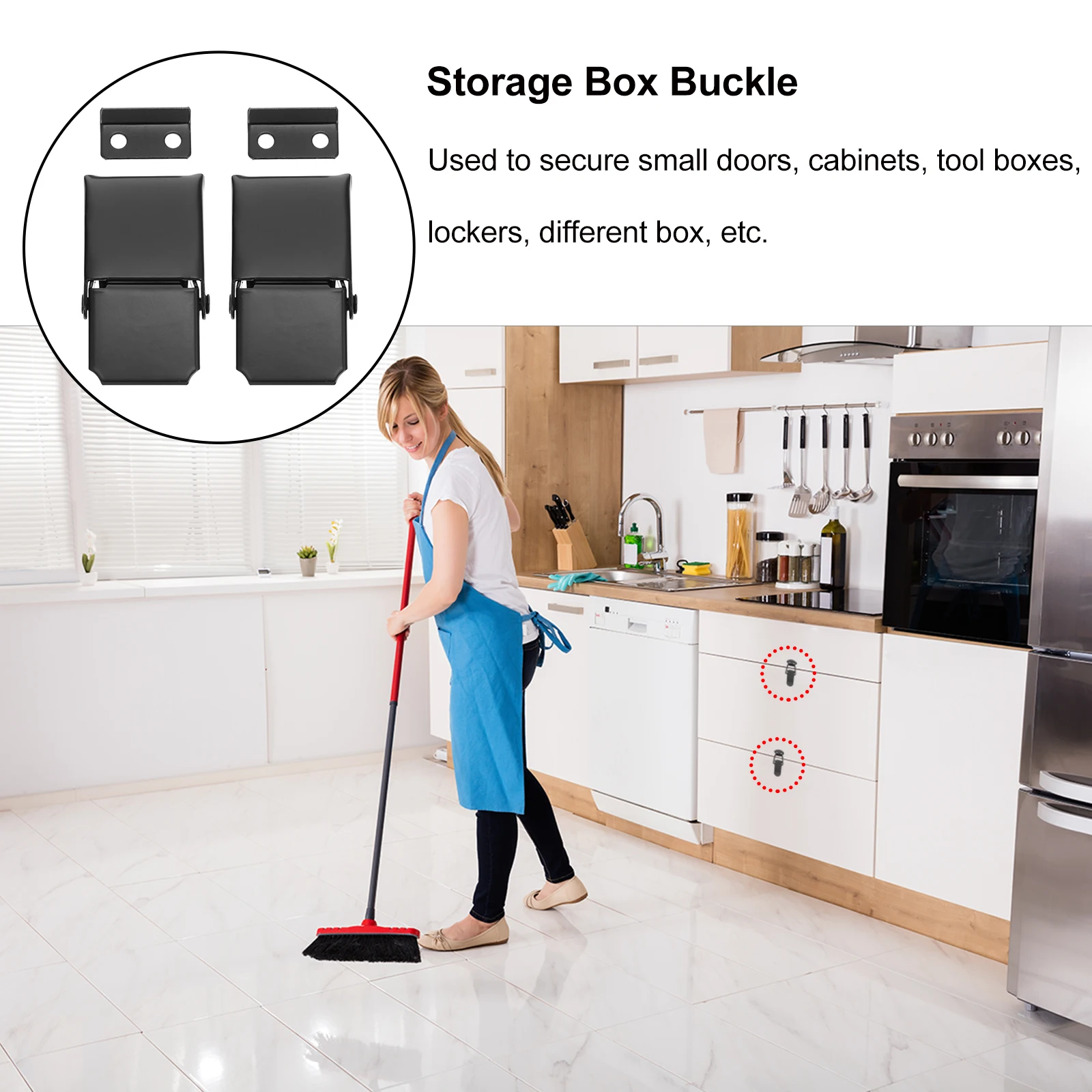 

2Pcs Stainless Steel Toggle Hasp Durable Storage Box Buckle for Cabinets Lock Tool Boxes Loaded Hasp Lock Buckle