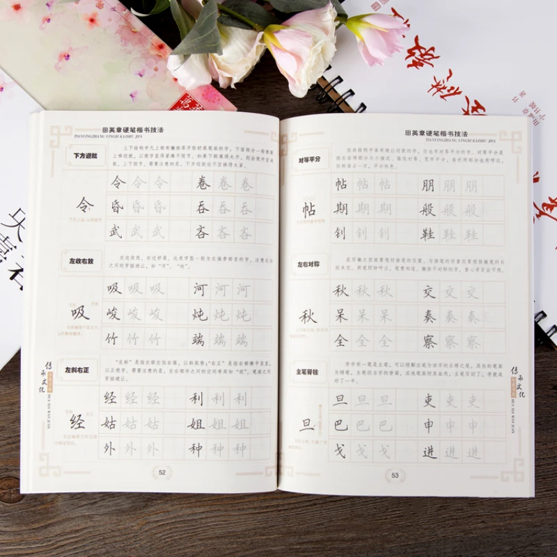 Tian Yingzhang Hard Pen Copybook Chinese Calligraphy Regular Script Technique Tutorial Book Beginner Running Script Writing Book