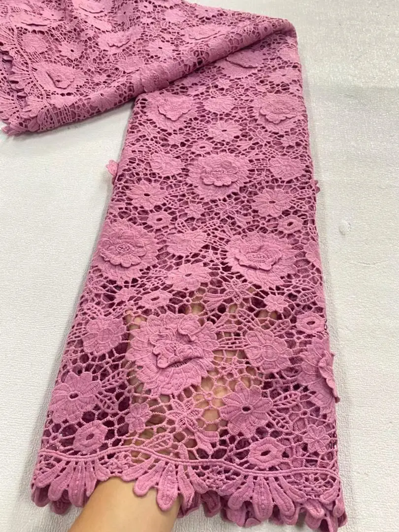 قماش دانتيل أفريقي، مواد أقمشة قطنية 100% للملابس، بالمتر، تطريز، 2025، فساتين الحفلات، تول، 5 ياردات