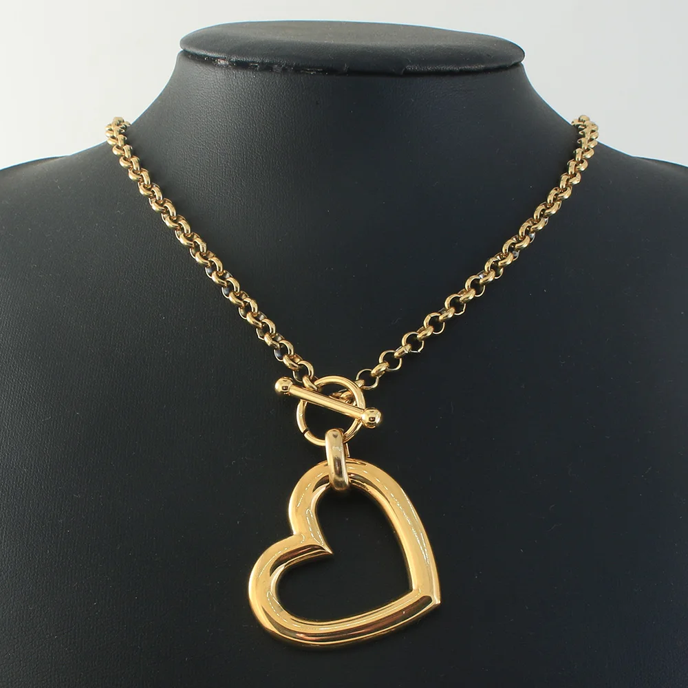 Stainless Steel Jewelry 2 Color Collar Style Fashion Necklaces Pendant Heart For Women Bijoux En Acier Inoxydable Femme NBJZANAH