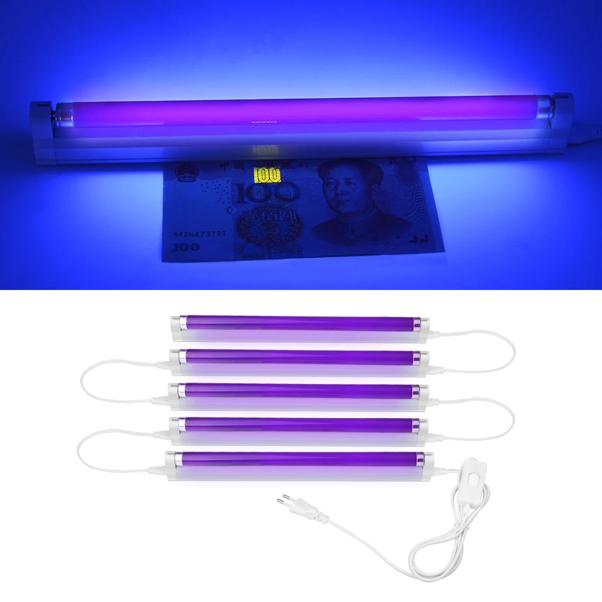 8W UV Schwarz Hellblau BLB Ultraviolett Quarz Lampe T5 Röhre Birne 110/220V UVA 365nm Nagel Trocken Lampe geld Detektor Dekor Schwarzlicht