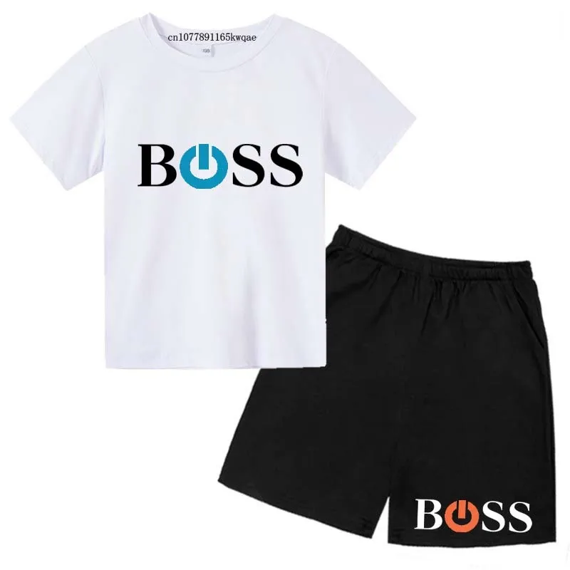 Kids Leisure Summer Letter Print Breathable Short Sleeve T-shirts+Pants Sporty Suits 3-13 Years Boys Girls Outfits Children Sets