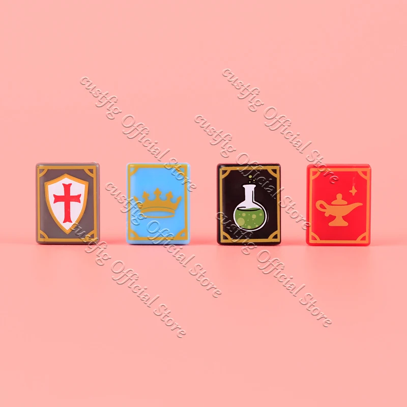 مكعبات بناء صغيرة على شكل كتاب سحري من القصص الخيالية القديمة مع شخصيات مدينة أنيمي وملحقات طباعة