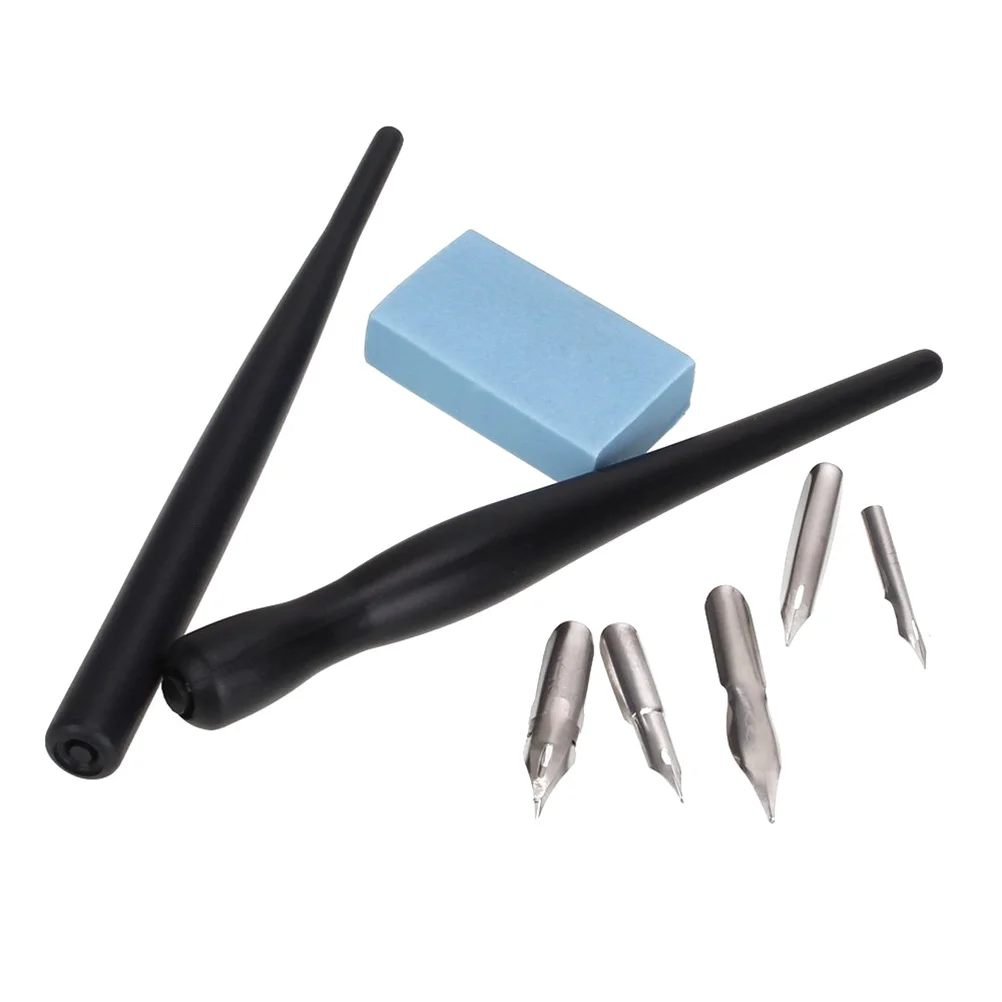 Cartoon dip pen set Cartoon pen nib Cartoon drawing rubber Cartoon pen handle Cartoon pen set