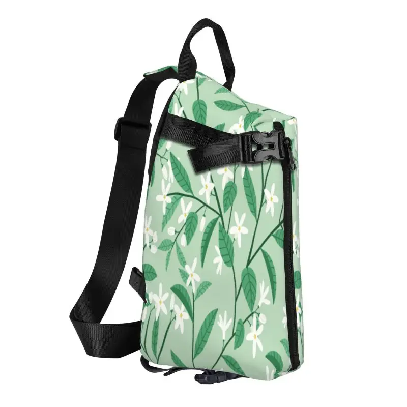 Green Floral Pattern Chest Bag Crossbody Backpack Men Waterproof Shoulder Bags Women's Casual Messenger Bag Unisex Small Bag image 2