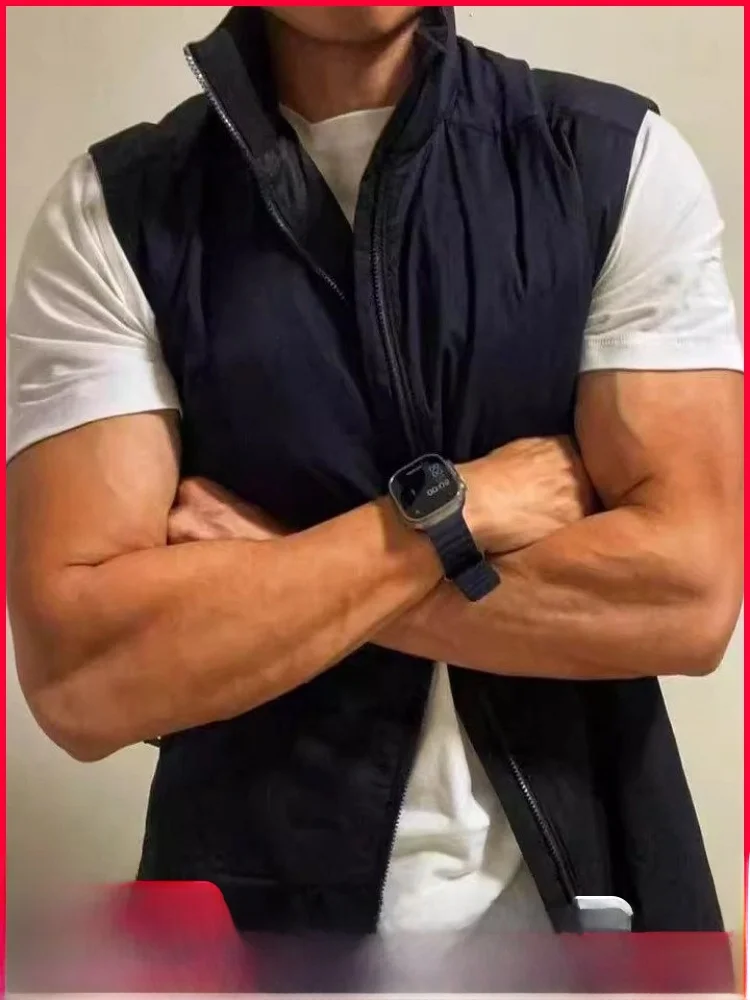 

Водонепроницаемый утепленный жилет из технологичного хлопка 20 г/м² с воротником-стойкой для активного отдыха, молодежный, модный, летний, повседневный, на молнии