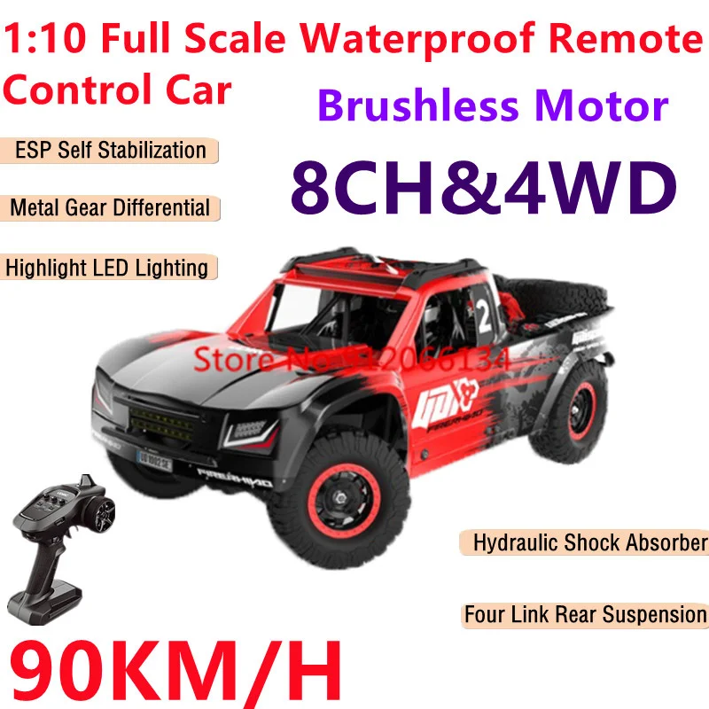 

90KM/H High-Speed Off-Road Radio Control Truck Model 1:10 Brushless Hydraulic Shock Absorb ESP 8CH Waterproof 4WD RC Racing Car