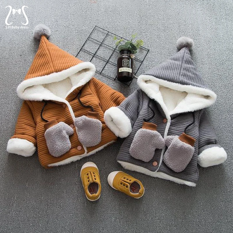 2pcs Children Cotton Coat Winter Hooded Warm Fleece Girls Boys Costume Suit Korean Style Baby Jacket Infant Kids Clothes Set