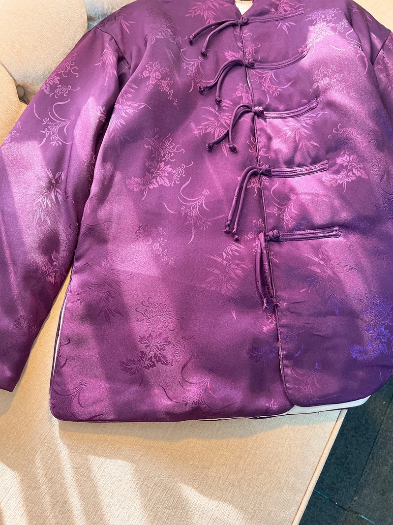 

Ele Purple Cotton Padded Jaet Women's New Year's Traditional Chinese Coat Sli Commute Ethnic Sle Button...