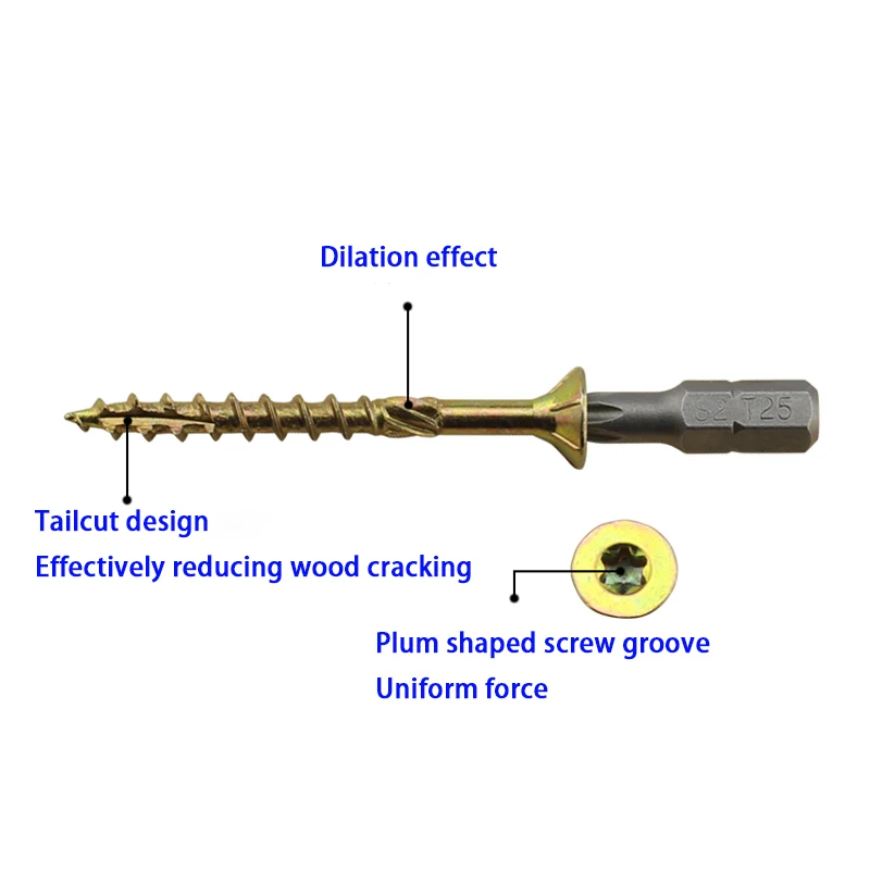 M4 M5 M6 M8 Plum groove countersunk head cut tail knurled wood screw, wood structure special anti cracking extended wood screw