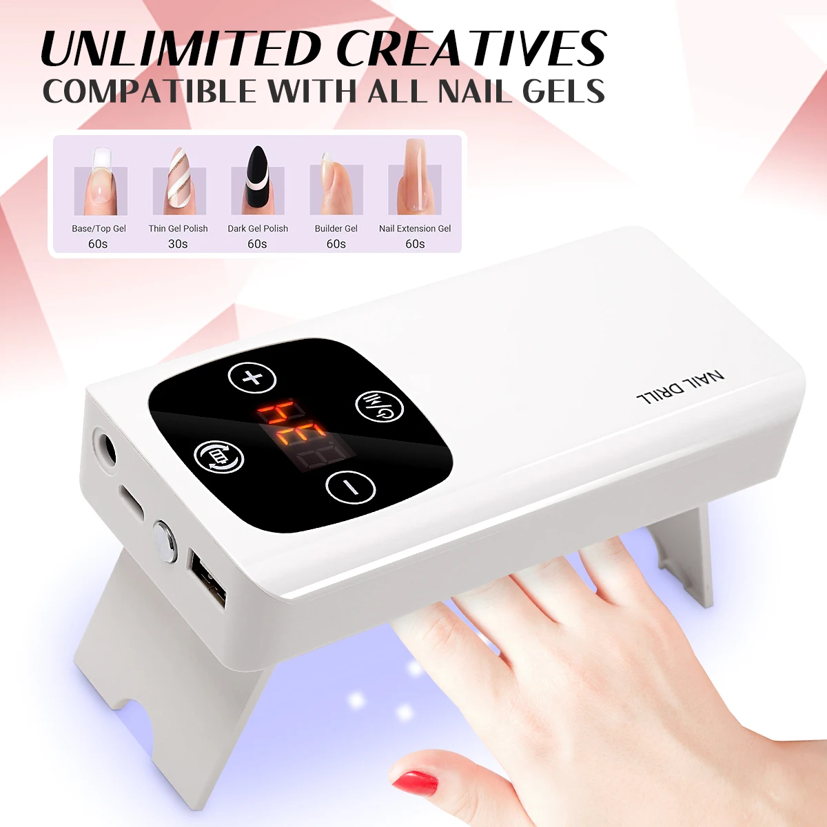 Portable Electric Nail Drill Rig Display Nail Grinder, Professional Nail Polish Grinder Nail Accessories Nail Salon Equipment