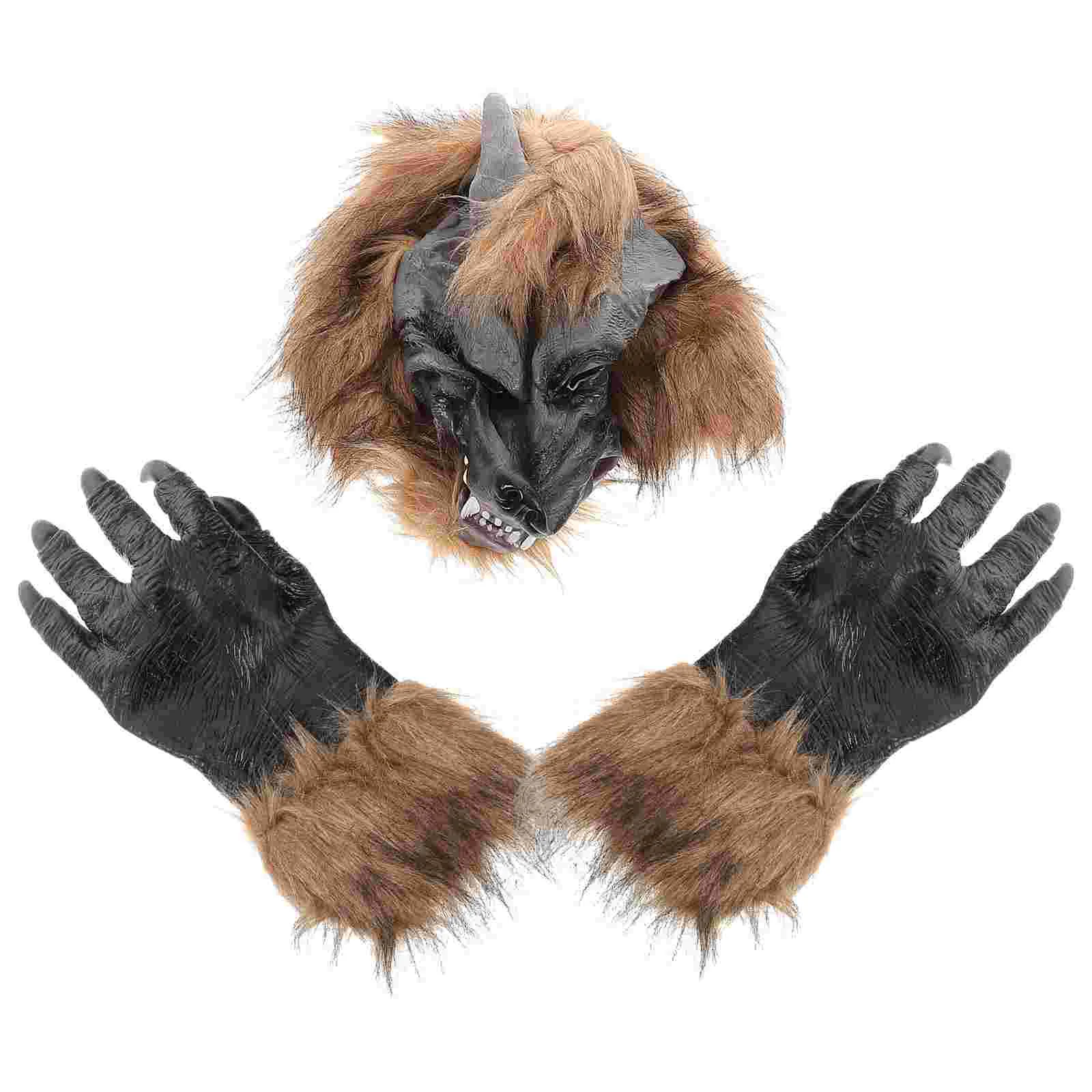 Halloween Cosplay Accessory Wolf Mask Costumes Scary Masks for Adults Set Horror Toy Animals
