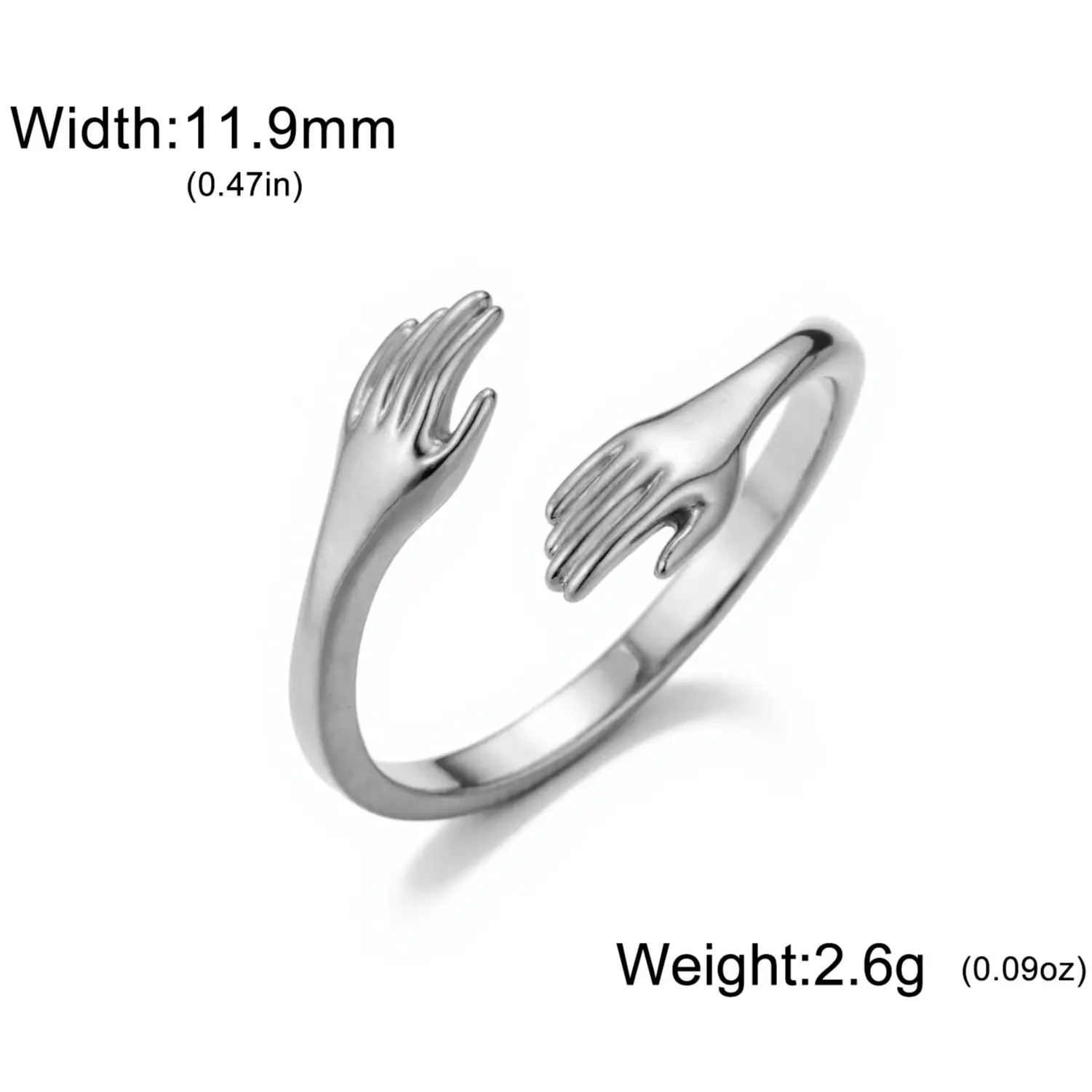 COOLTIME رومانسية هندسية عناق اليد الدائري للنساء الفولاذ المقاوم للصدأ الإبداعية حلقة مفتوحة قابل للتعديل مجوهرات الزفاف هدية 2025 جديد #6