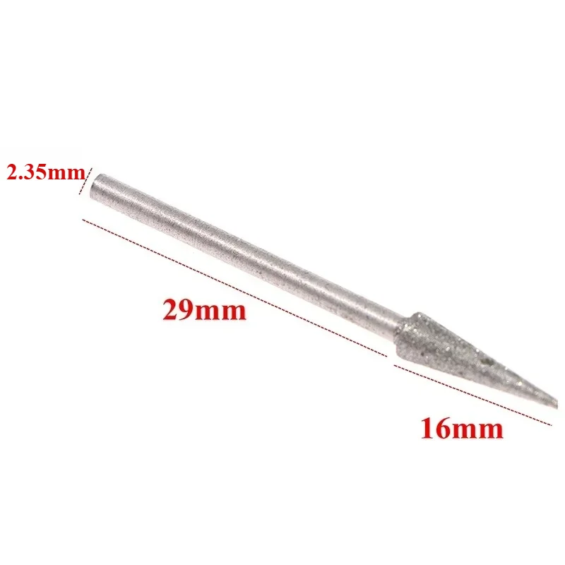 6Pcs 1-4mm Diamond Grinding Head Needle Bits Burrs Engraving Carving Tool 2.35mm Shank Diameter