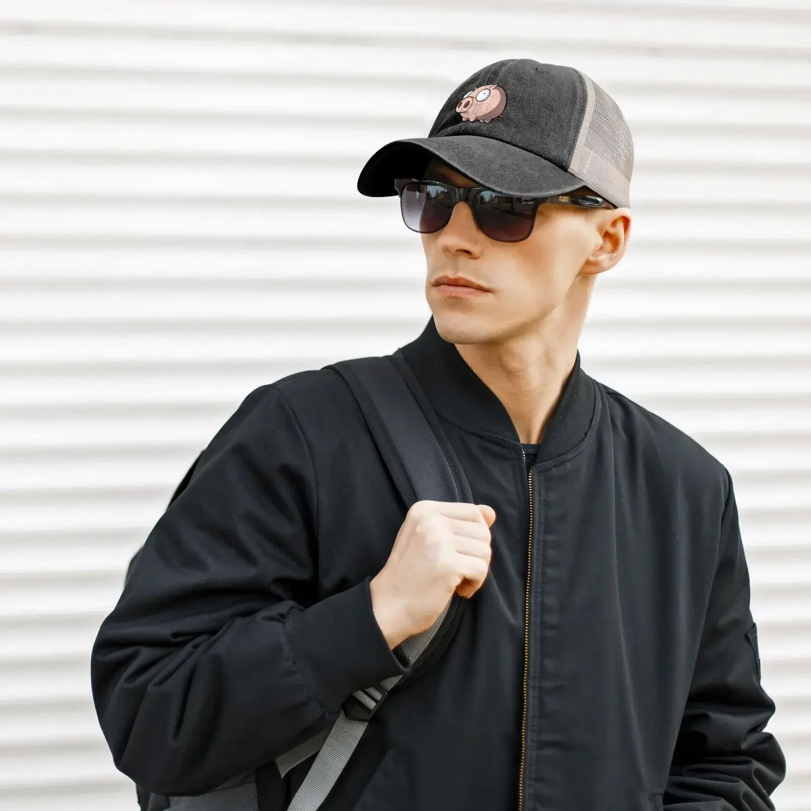 かわいい豚野球帽おかしい綿洗浄トラック運転手キャップ調節可能なバックメッシュ通気性お父さん帽子カジュアルアウトドアスポーツハイキング帽子