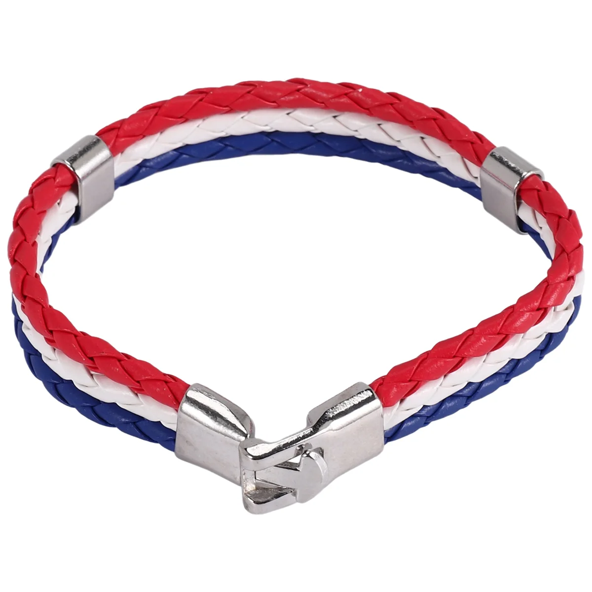 Браслет с французским флагом, ювелирный браслет, браслет с французским флагом, сплав белого, красного и синего цвета (ширина 14 мм, длина 23 см)