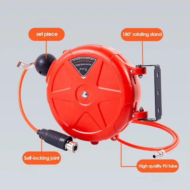 Compressor Hose Reel Retractable 10m Automatic Rewind  Air Hose Tool Reel With Swivel Bracket Quick Coupler Air Compressor