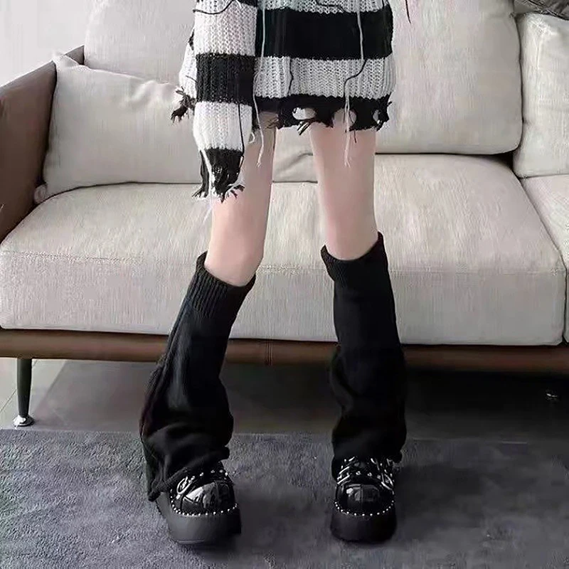 Y2k Winter Leg Warmers Fluffy Goth Accessories Gothic Lolita Knit Long Socks Women Legs Warmers Lady Sock Gothic Stylish Legging