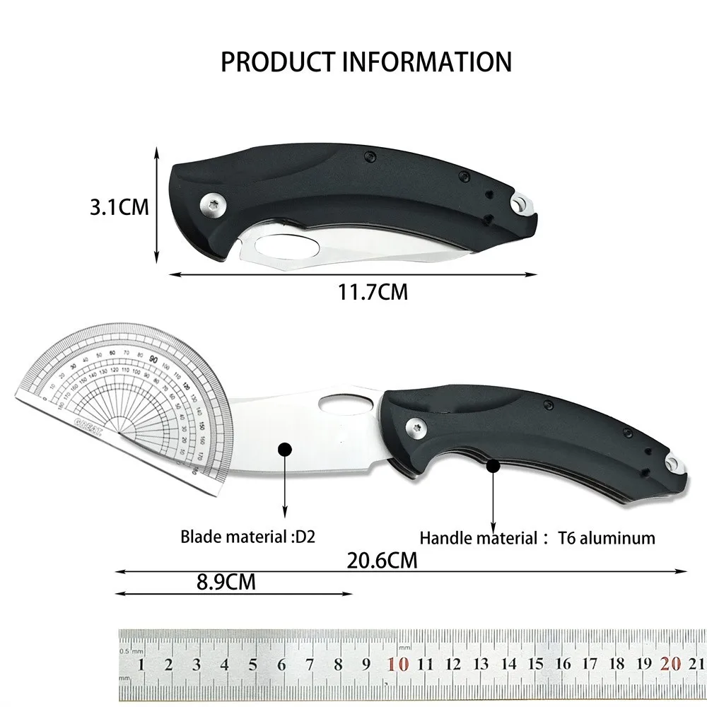 BM 818 Pocket Tactical Folding Knife D2 Blade Black T6 Aluminum Handle Practical Multifunctional Camping Hunting Outdoor Knife