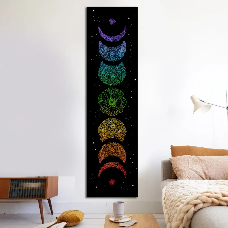 Moon flower Tapestry vertical Moon phase Wall Hanging Botanical moon star Carpets Tarot Home Room Decor Aesthetic background