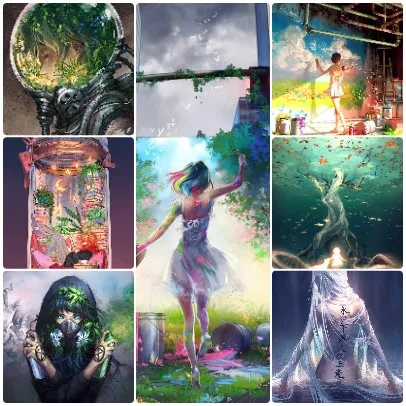 

Vibrant Fantasy Nature Lady Jigsaw Puzzle, Rainbow Paint Girl & Enchanted Forest Scenery Mixed Home Wall Decor