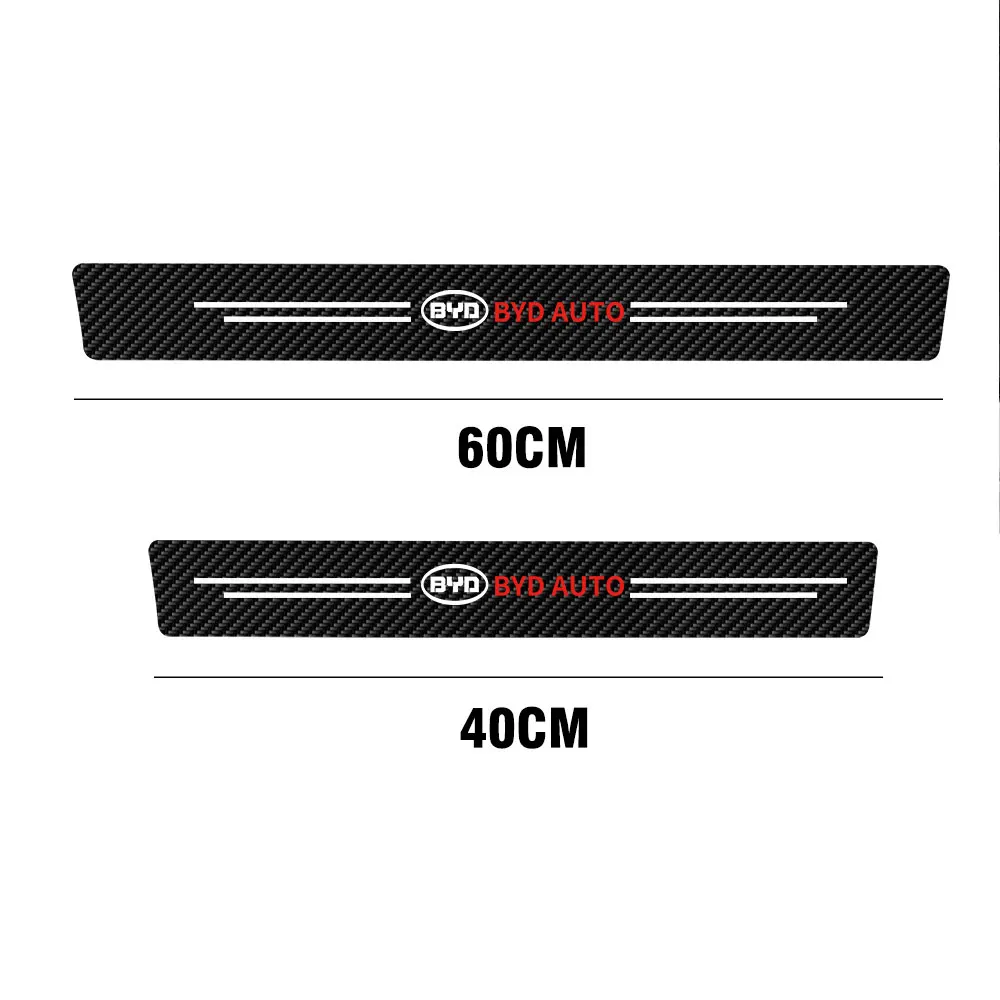 ألياف الكربون عتبة باب السيارة عتبة مكافحة ملصقات واقية الشارات ل BYD F3 F0 S6 يوان أتو أغنية Dm سيليون 7 ختم U Ev Tang #4