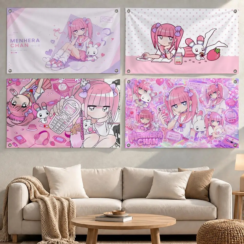 Character Menhera Chan Flags wall flag fabric hanging flag room decor apartment living room photo corner