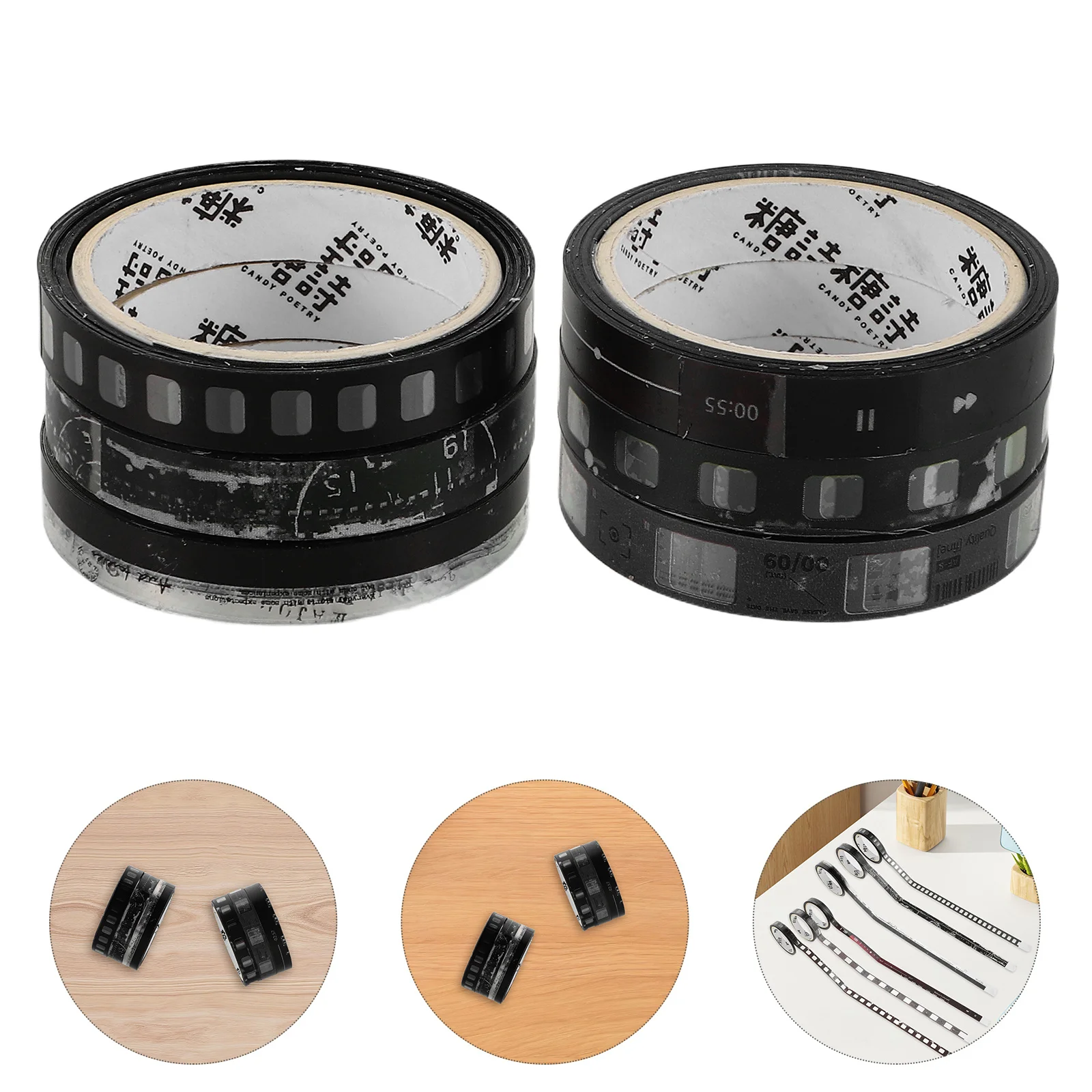 

6 Rolls Retro Filmstrip Pet Vintage Decorative Tape For Journaling Scrapbooking Diy Crafts Planners Wrapping Sticker Set Washi