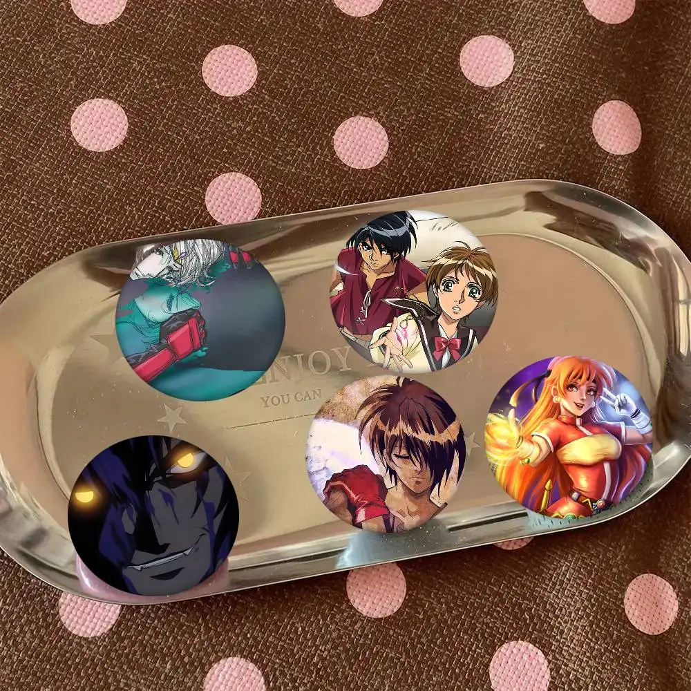 1 unidad de broches con diseño de dibujos animados de The Vision Of Escaflowne, decoración para mochila, pines redondos de esmalte para accesorios